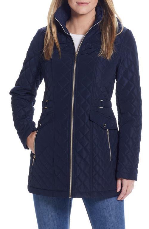 Womens Gallery Quilted Jacket with Hood Blue Product Image