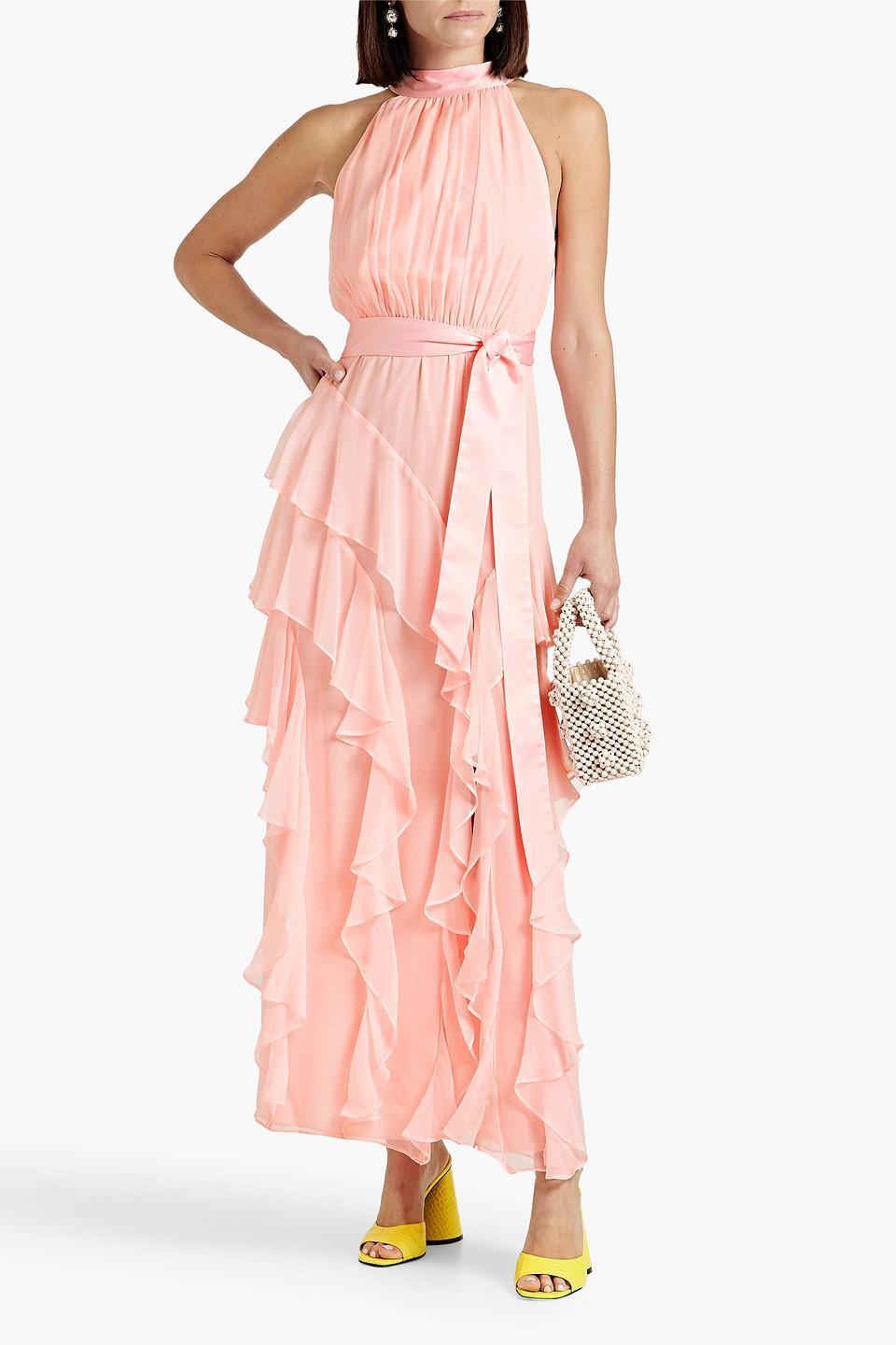 Tiered Ruffled Silk-chiffon Maxi Dress In Petal Product Image