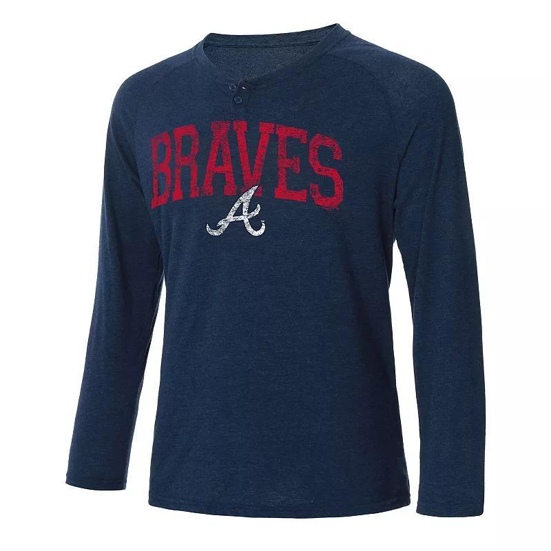 Mens Concepts Sport Navy Atlanta Braves Inertia Raglan Long Sleeve Henley T-shirt Product Image