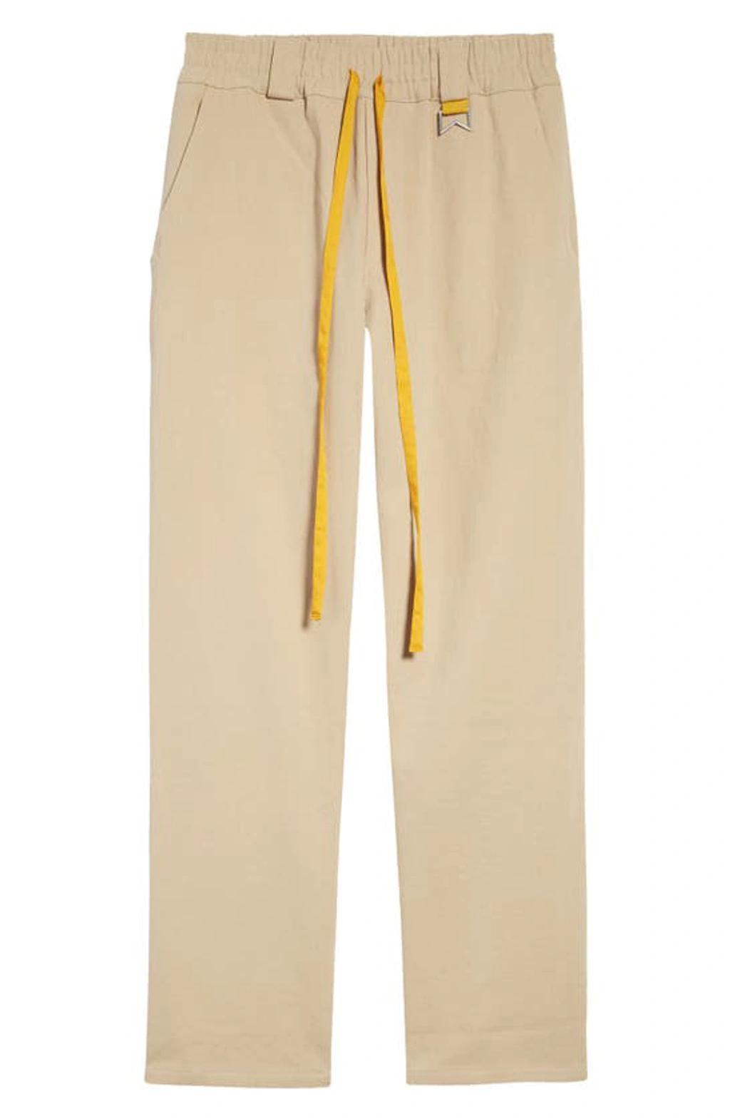 Sala Drawstring Waist Cotton Straight Leg Pants In Khaki Product Image