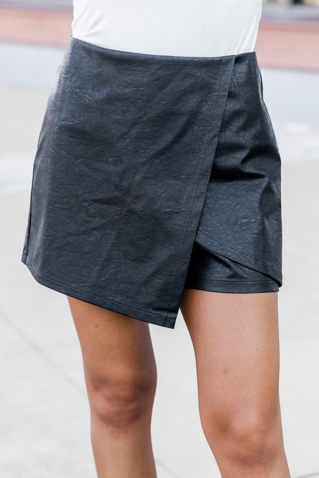 Rockin' Years Black Faux Leather Skort Product Image