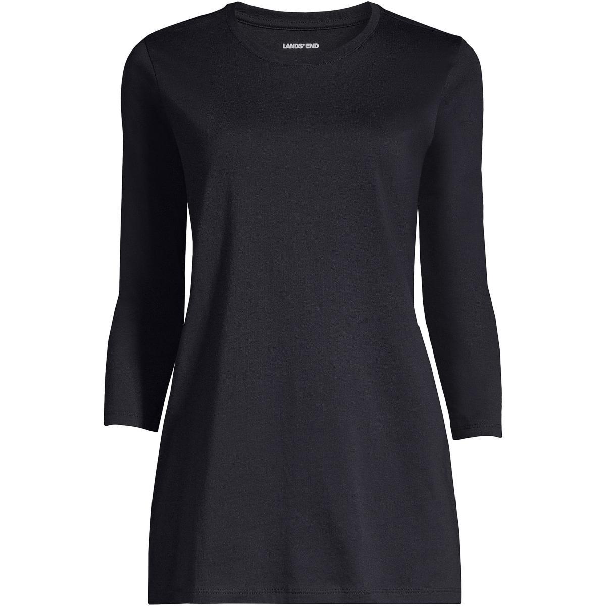 Lands End Womens Petite 3/4 Sleeve Supima Cotton Crewneck Tunic Product Image