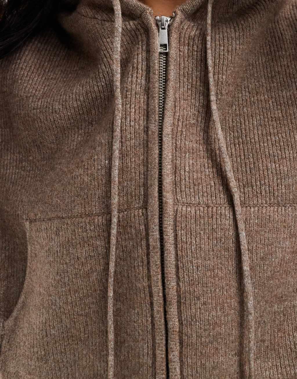 Cotton On lux cropped knitted bomber cardigan in mocha Product Image