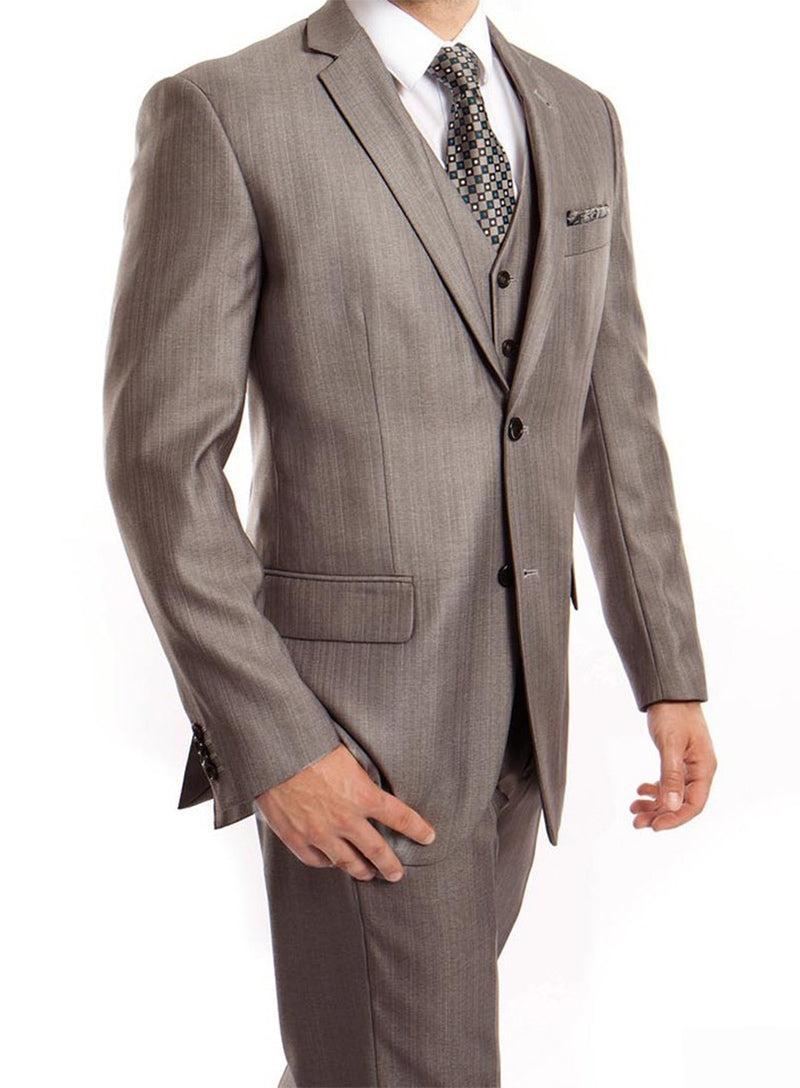 Gray 3 Piece Modern Fit Suit 2 Button V-Neck Vest Product Image