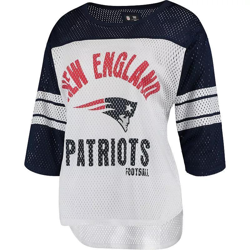 Womens G-iii 4Her by Carl Banks White New England Patriots First Team Three-Quarter Sleeve Mesh T-shirt - White Product Image