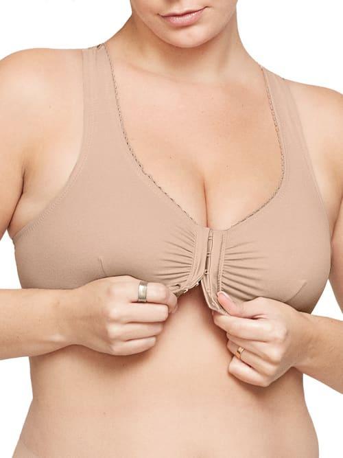 Front-Close Cotton T-Back Wire-Free Comfort Bra Product Image