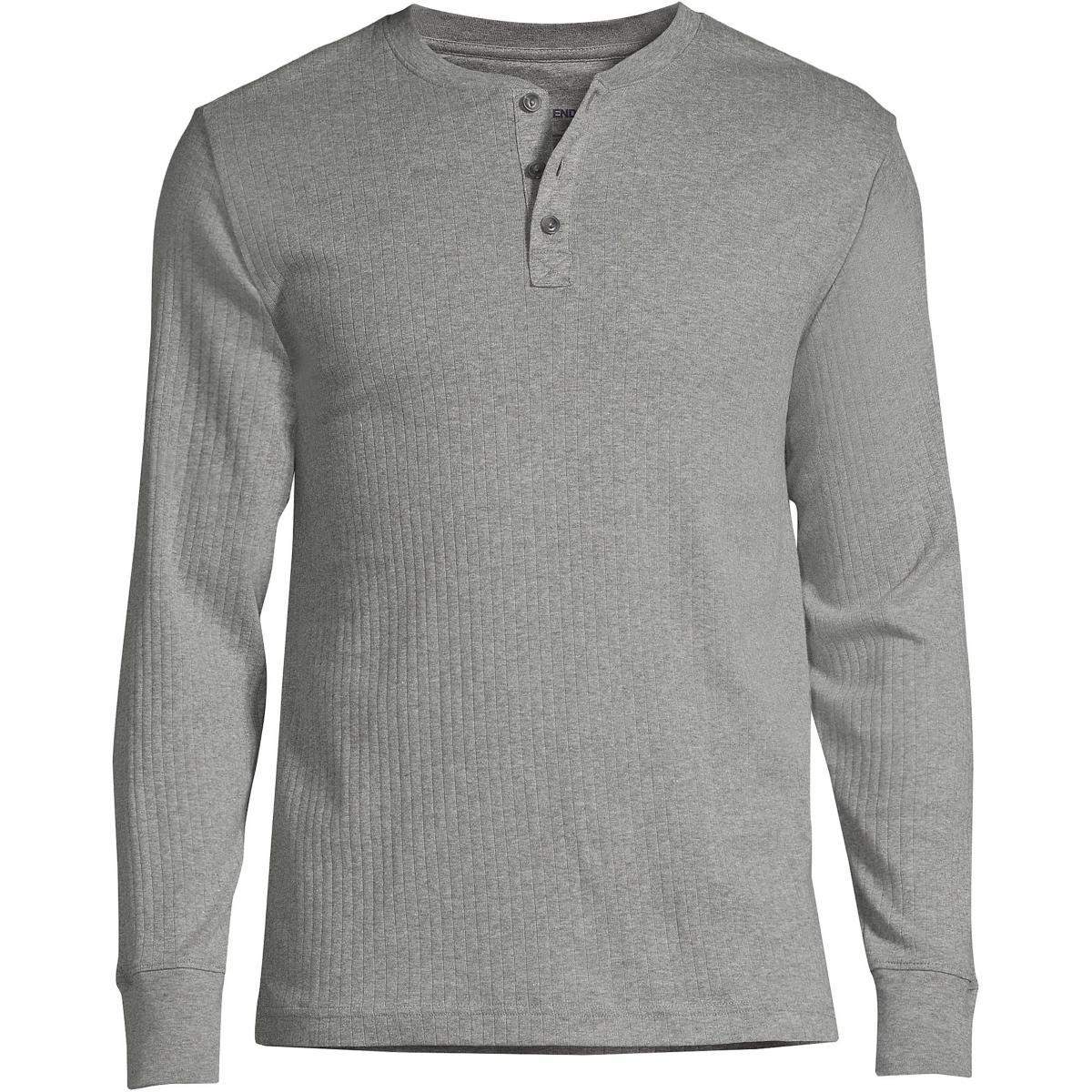 Mens Lands End Ribbed Pajama Sleep Henley Product Image