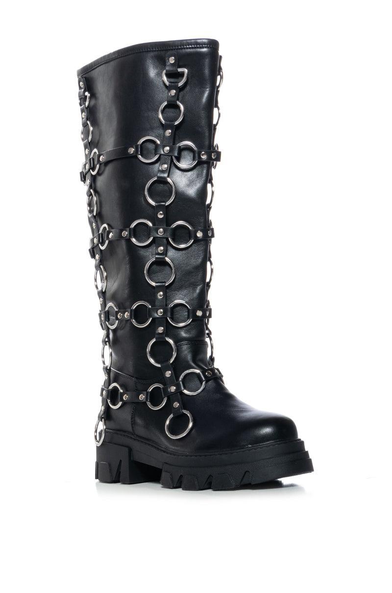 AZALEA WANG RAIMO BLACK SILVER HARDWARE BOOT Product Image