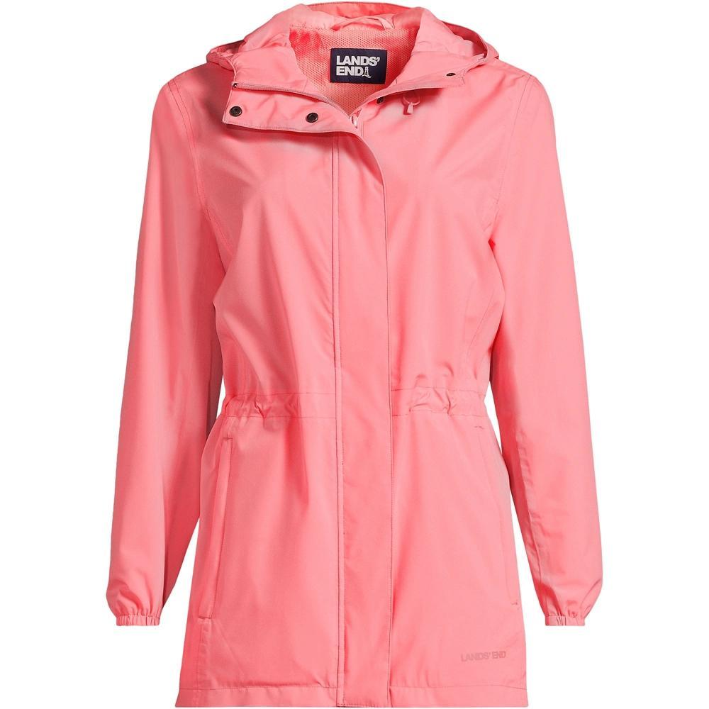 Lands' End Women's Plus Size Waterproof Hooded Packable Raincoat - 3X - Carmine Coral Product Image