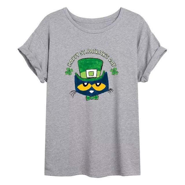 Juniors Pete The Cat Clover Flowy Tee, Womens Product Image