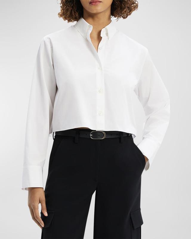 Vendome Cropped Boxy Long-Sleeve Shirt Product Image