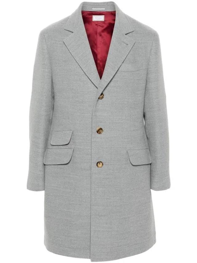 BRUNELLO CUCINELLI Wool Coat In Grey Product Image