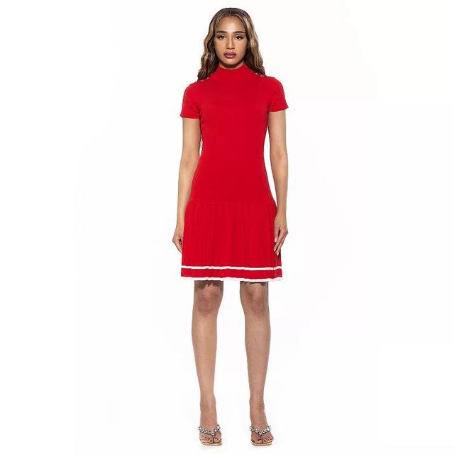 Womens ALEXIA ADMOR Devika Mockneck Pleated Knit Dress Product Image