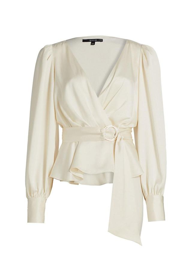 Womens Remi Satin Wrap Blouse Product Image