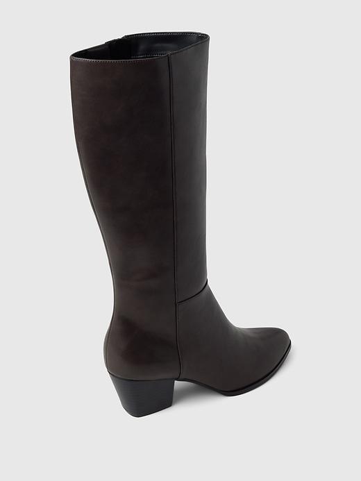 Vegan Leather Tall Heeled Boots Product Image