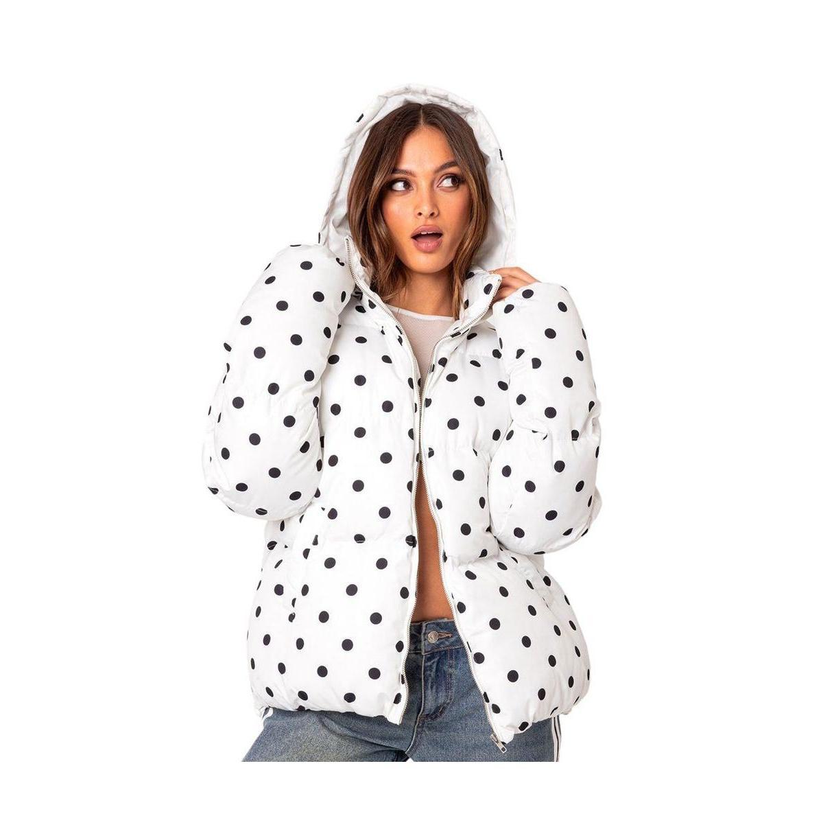 EDIKTED Marcey Polka Dot Puffer Jacket Product Image