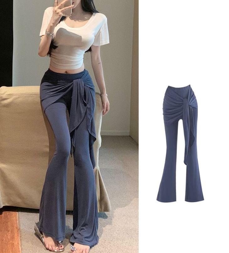 Mock Two Piece Mid Rise Sheath Flare Sweatpants Product Image