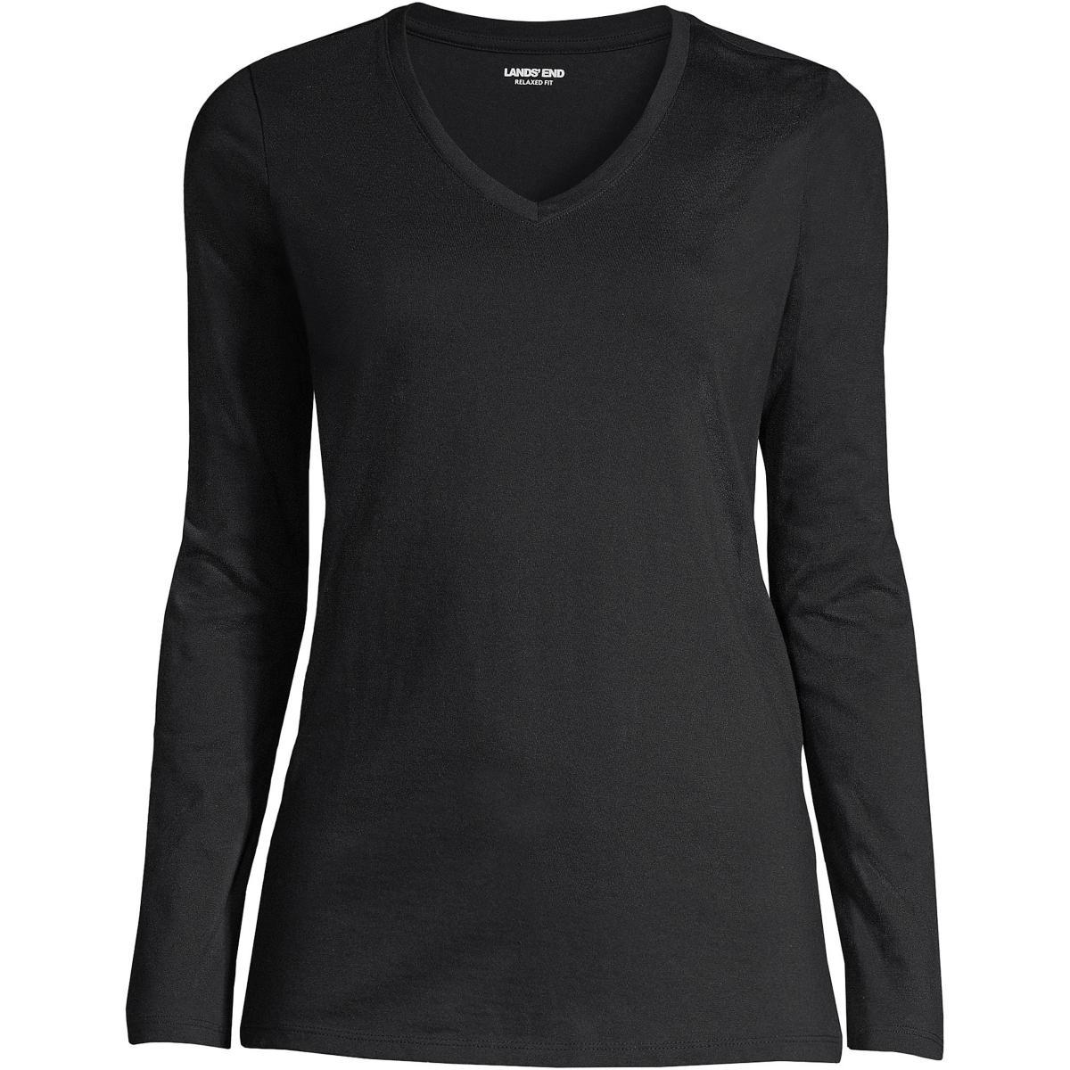 Lands End Womens Tall Relaxed Supima Cotton Long Sleeve V-Neck T-Shirt Product Image