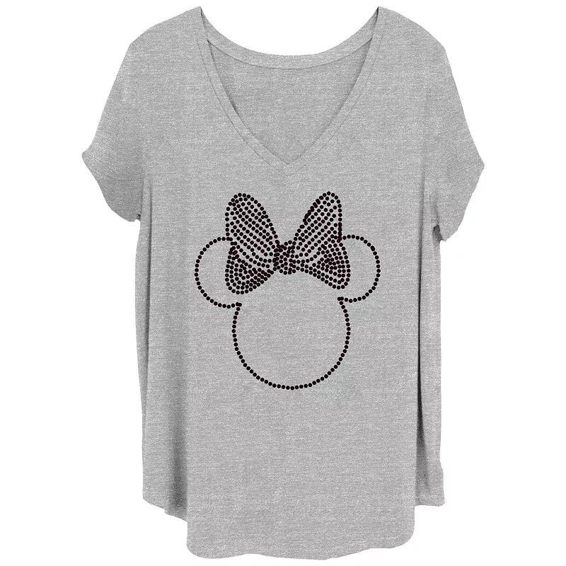 Disneys Minnie Head Outline Juniors Plus Graphic Tee, Womens Grey Gray Product Image