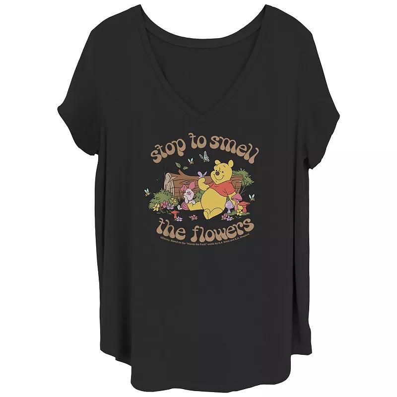 Disneys Winnie The Pooh Smell The Flowers Winnie Juniors Plus Graphic Tee, Womens Product Image