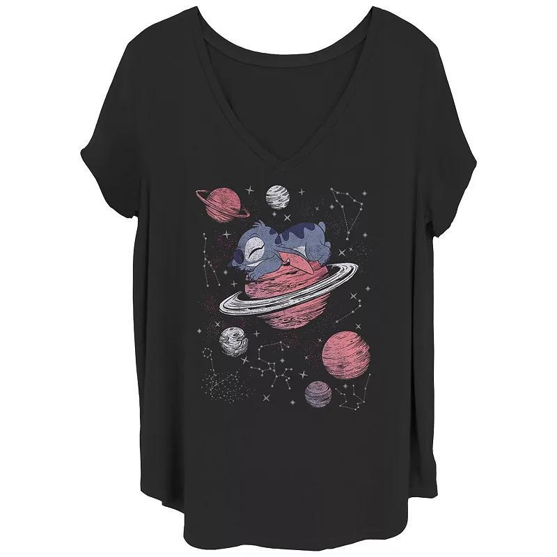 Disneys Lilo & Stitch Saturn Snooze Juniors Plus Graphic Tee, Womens Product Image