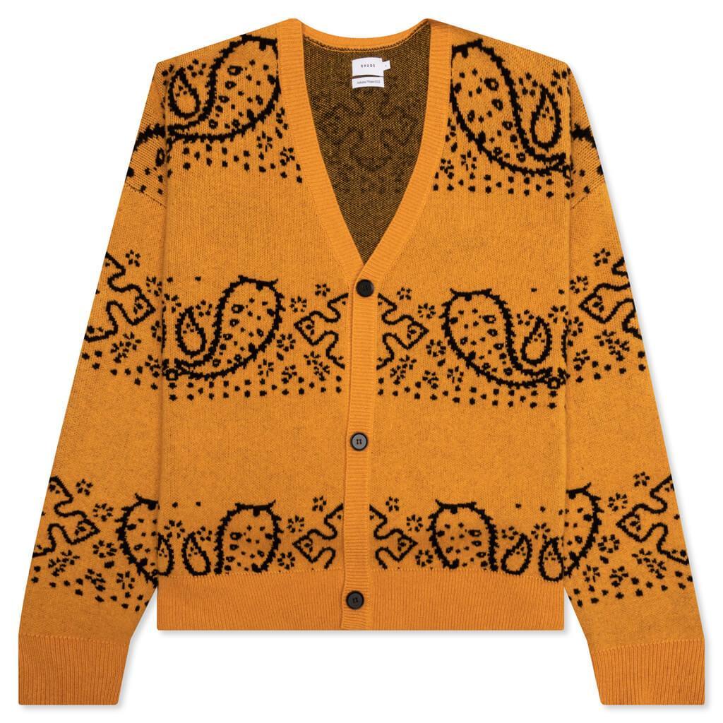 Bandana Knit Cardigan - Yellow/Black Male Product Image