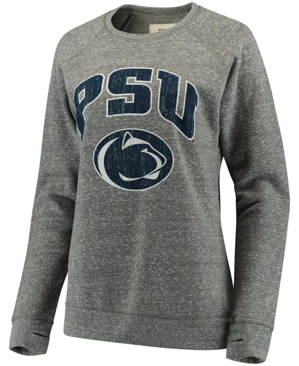 Womens Pressbox Heathered Gray Penn State Nittany Lions Edith Vintage Knobi Pullover Sweatshirt Product Image