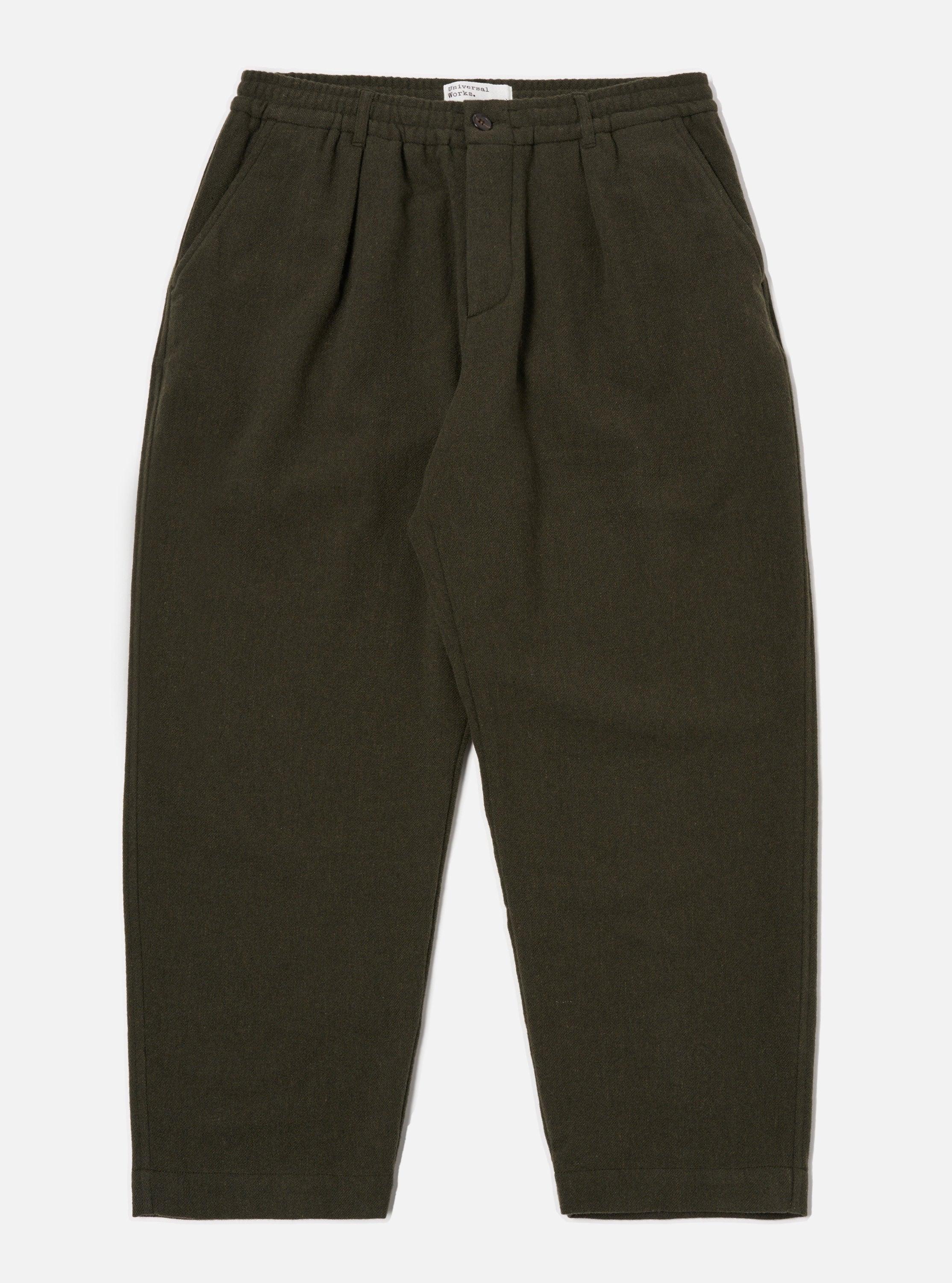 Universal Works Oxford Pant in Olive Recycled Soft Wool Product Image