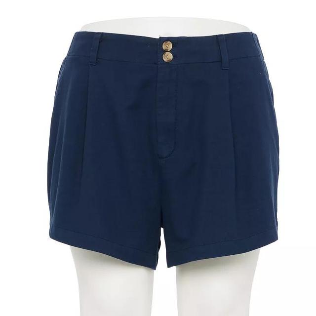 Plus Size LC Lauren Conrad High Rise Pleat Front Shorts, Womens Mineral Blue Product Image