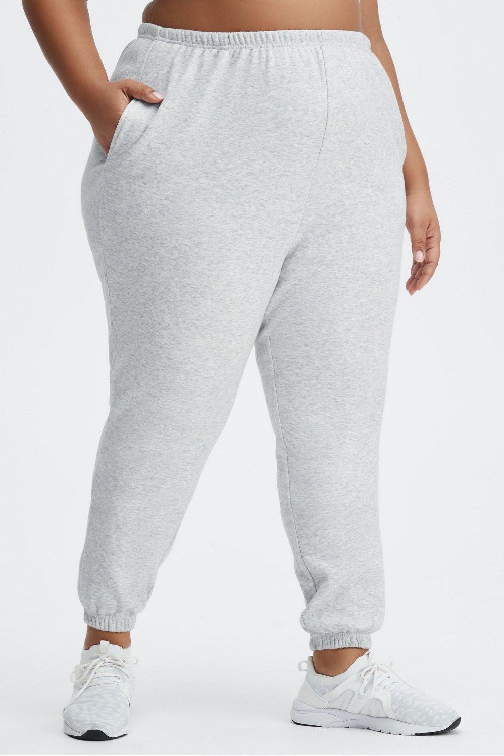 Fabletics Go-To High-Waisted Slim Sweatpant Womens Light Grey Heather Size XXS product image