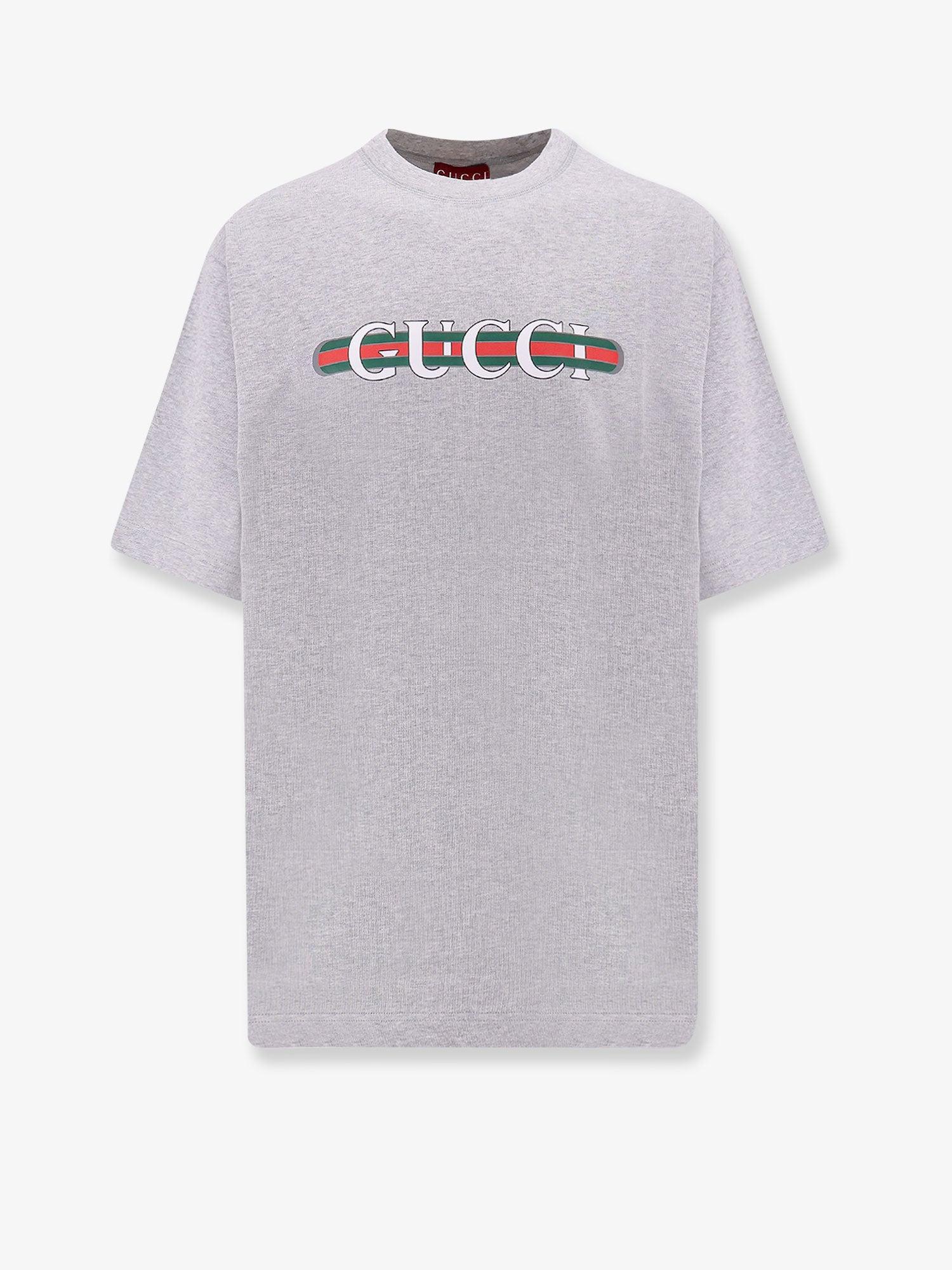 GUCCI Mens Grey Melange Mc Logo-print Loose-fit Cotton T-shirt In Gray Product Image