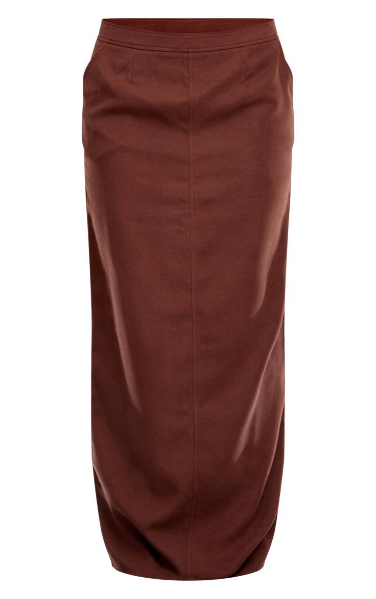  Tan Soft Twill Blend Straight Maxi Skirt Product Image