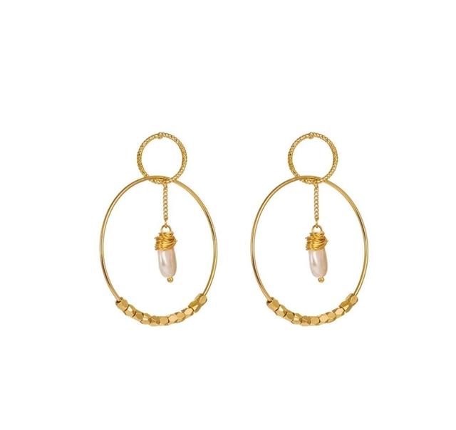 Pearl Double Hoop Earrings for Women Product Image