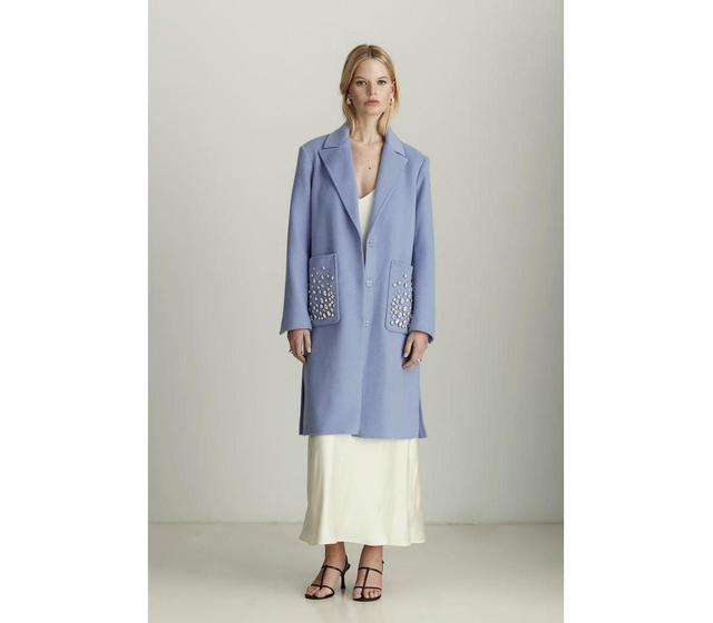 Womens Colette Crystal-Embellished Wool Coat Product Image