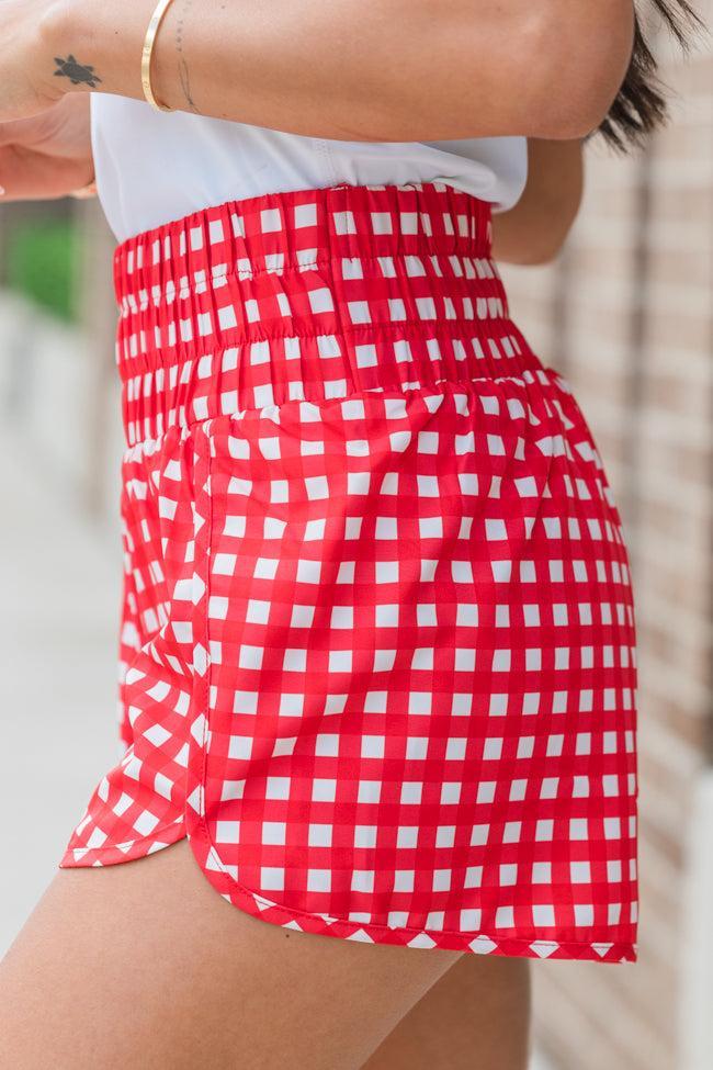 Errands to Run Red Gingham High Waist Shorts Product Image