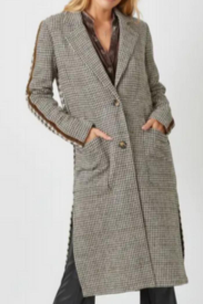 Tape Trim Houndstooth Coat Product Image