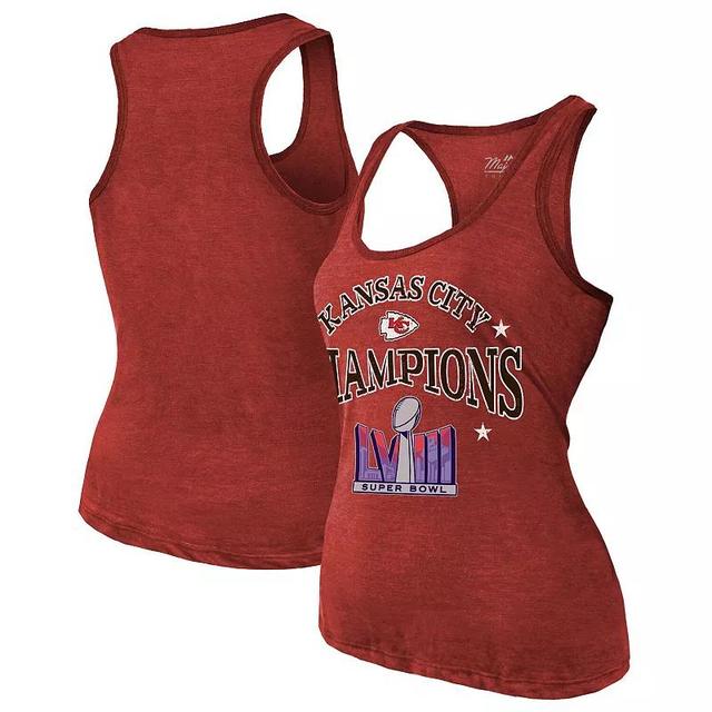 Womens Majestic Threads Kansas City Chiefs Super Bowl LVIII Champions Oversized Dunk Racerback Tri-Blend Tank Top Product Image