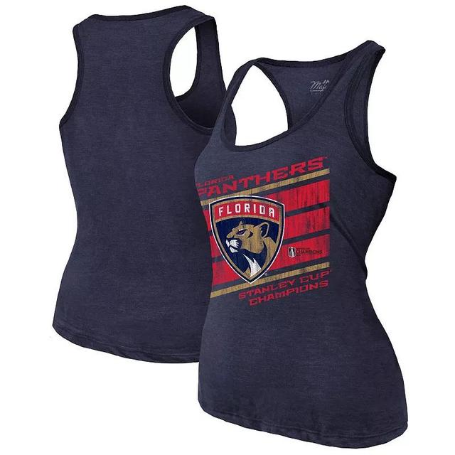 Womens Majestic Threads Navy Florida Panthers 2024 Stanley Cup Champions Tri-Blend Racerback Tank Top Pnt Blue Product Image