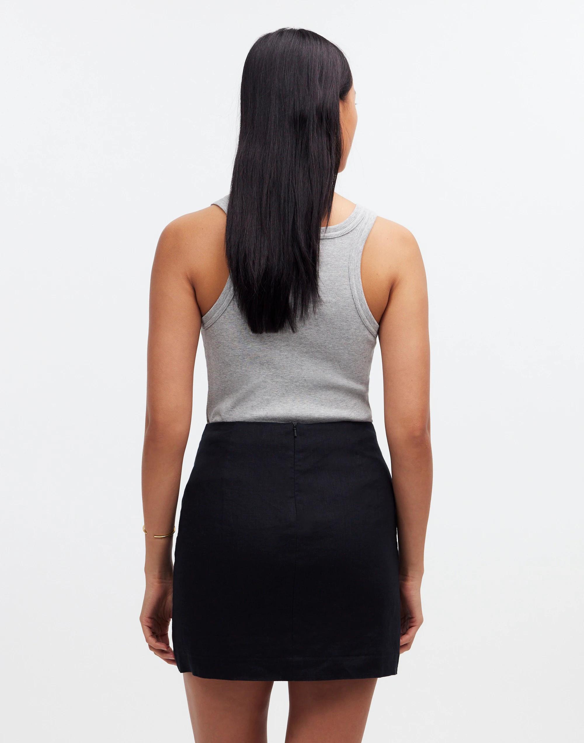 Welt-Pocket Mini Skirt in 100% Linen Product Image