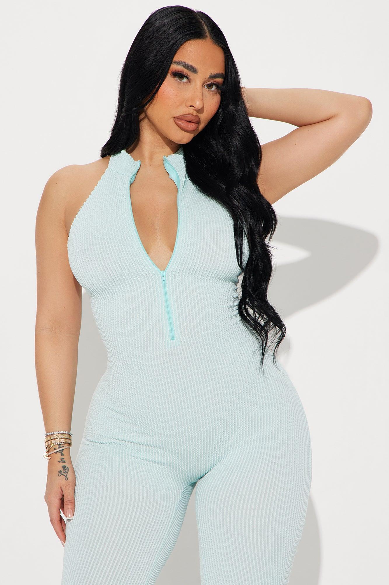 Your Latest Update Ribbed Jumpsuit - Light Blue Product Image