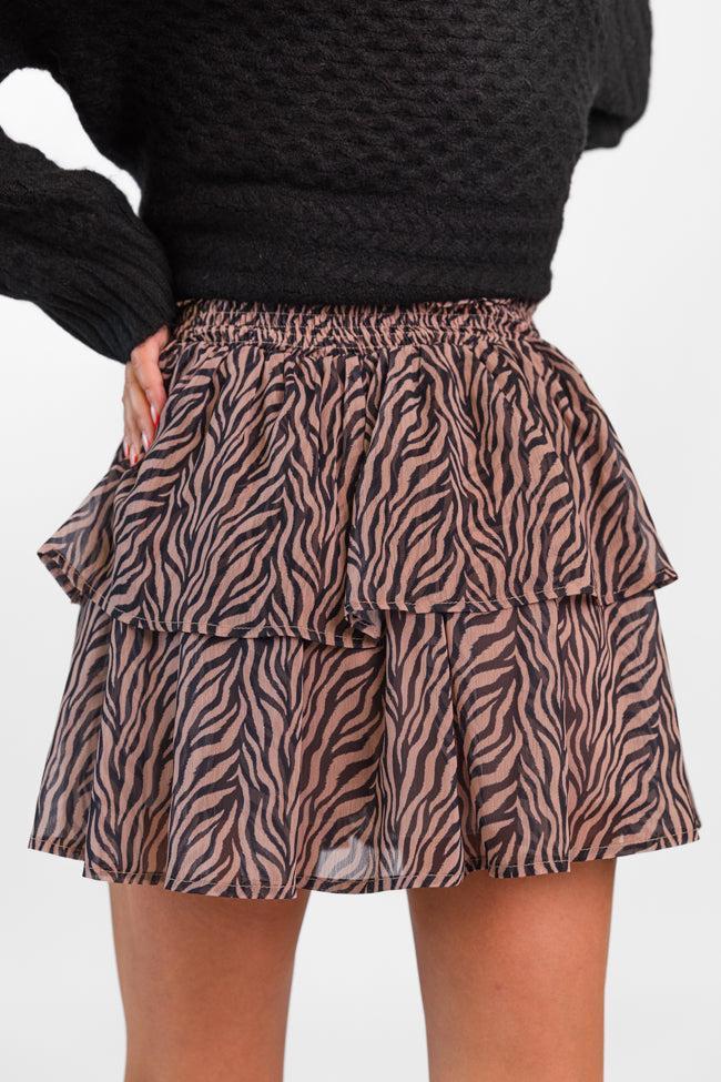 Breezy In Wild Over You Black and Tan Tiered Zebra Skort FINAL SALE Product Image