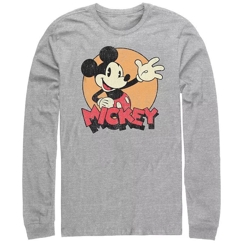 Mens Mickey Mouse Waving Graphic Tee Athletic Grey Product Image