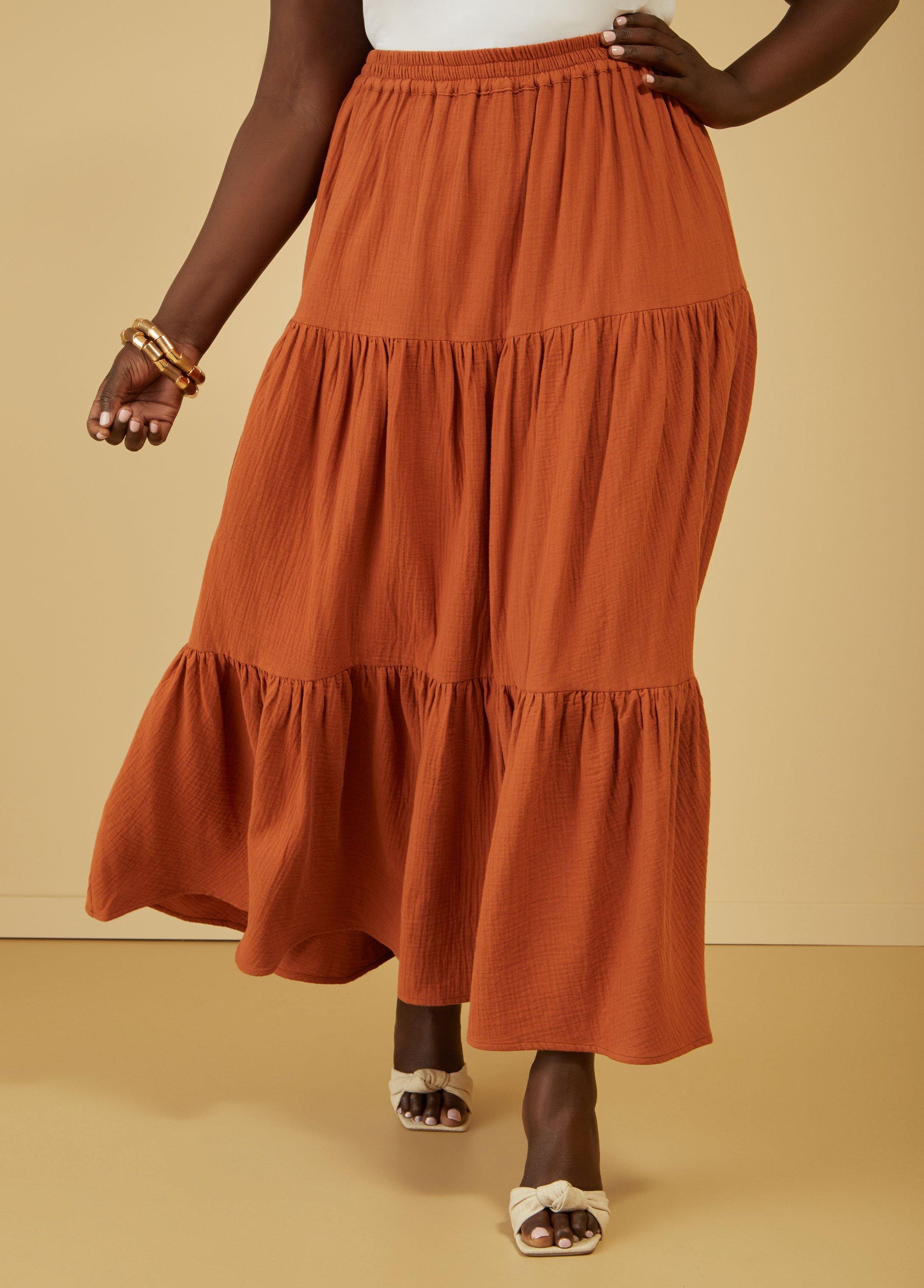 Plus Size Cotton Gauze Maxi Skirt Ashley Stewart Product Image