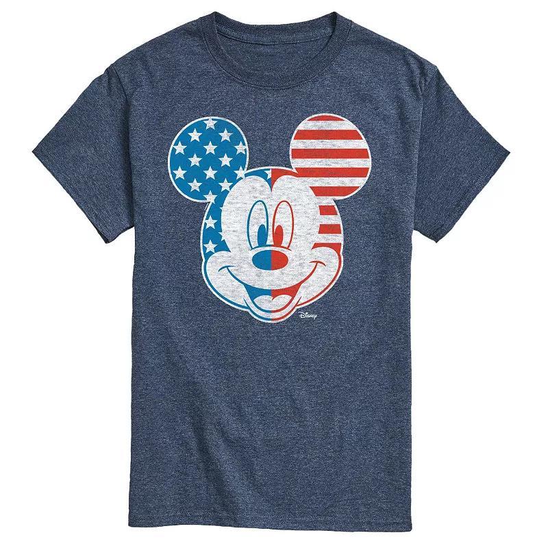 Disneys Mickey Mouse Mens Face America Graphic Tee Grey Product Image