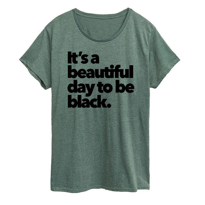 Plus Beautiful Day To Be Black Graphic Tee, Womens Grey Green Product Image