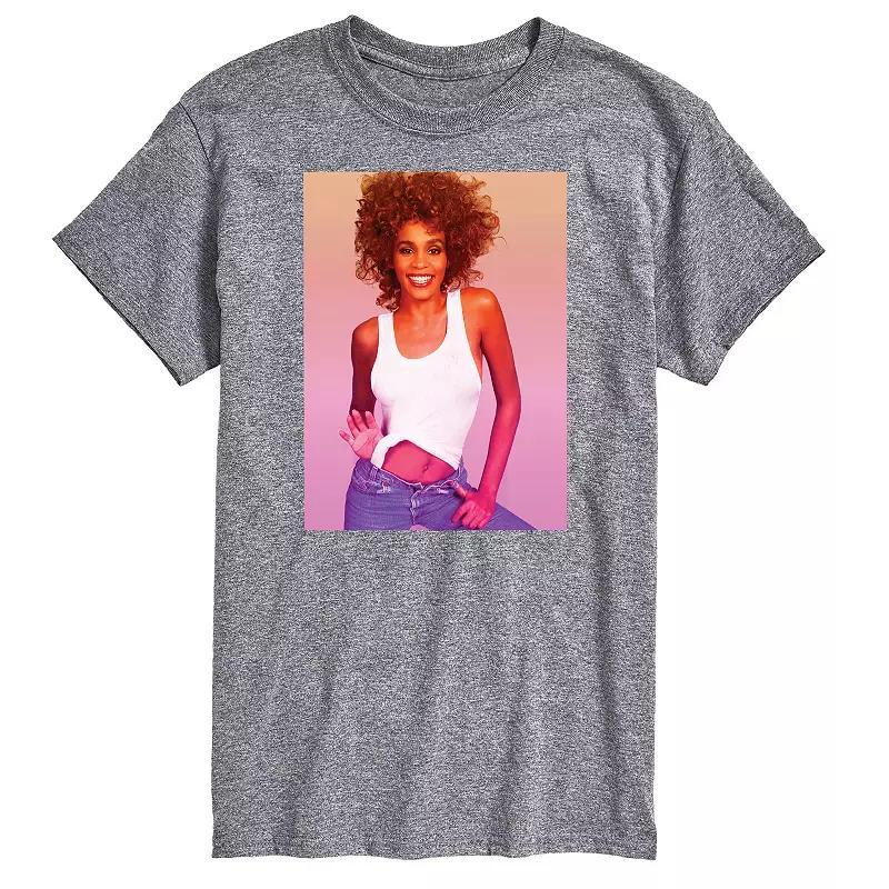 Mens Whitney Houston Photo Tee Med Grey Product Image