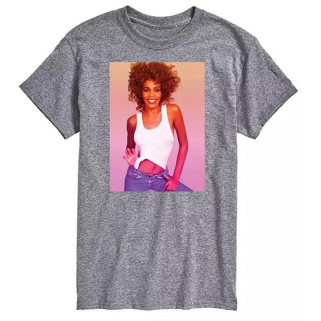 Big & Tall Whitney Houston Photo Tee, Mens Athletic Grey Product Image