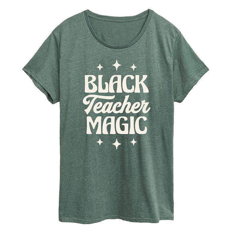 Plus Black Teacher Magic Graphic Tee, Womens Grey Blue Product Image