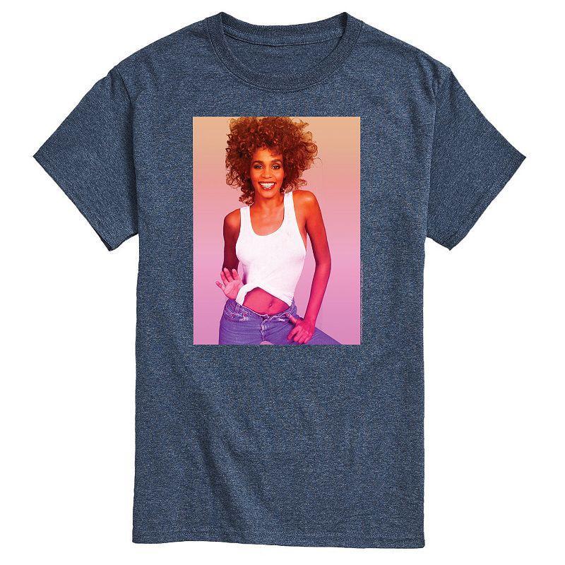 Mens Whitney Houston Photo Tee Med Blue Product Image