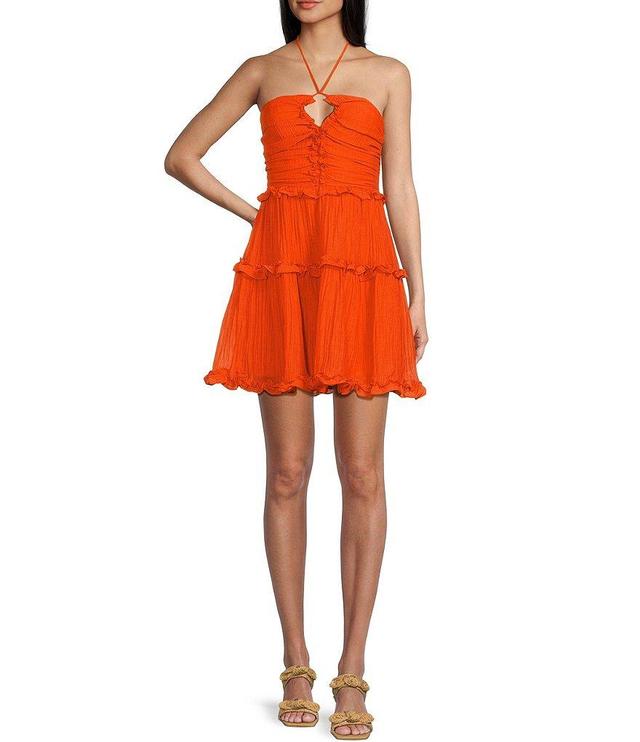 City Vibe Y-Halter Ruffle Tiered Dress Product Image